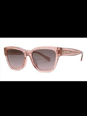 COACH Pink Patterned Square-Frame Sunglasses with Gradient Lenses